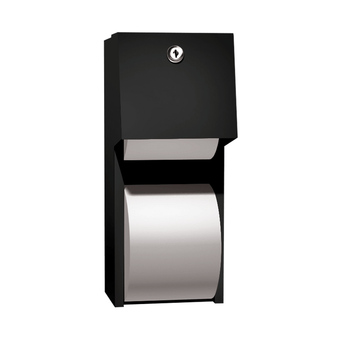 Asi 0030-41 MATTE BLACK TOILET TISSUE DISPENSER, TWIN HIDE-A-ROLL – SURFACE MOUNTED
