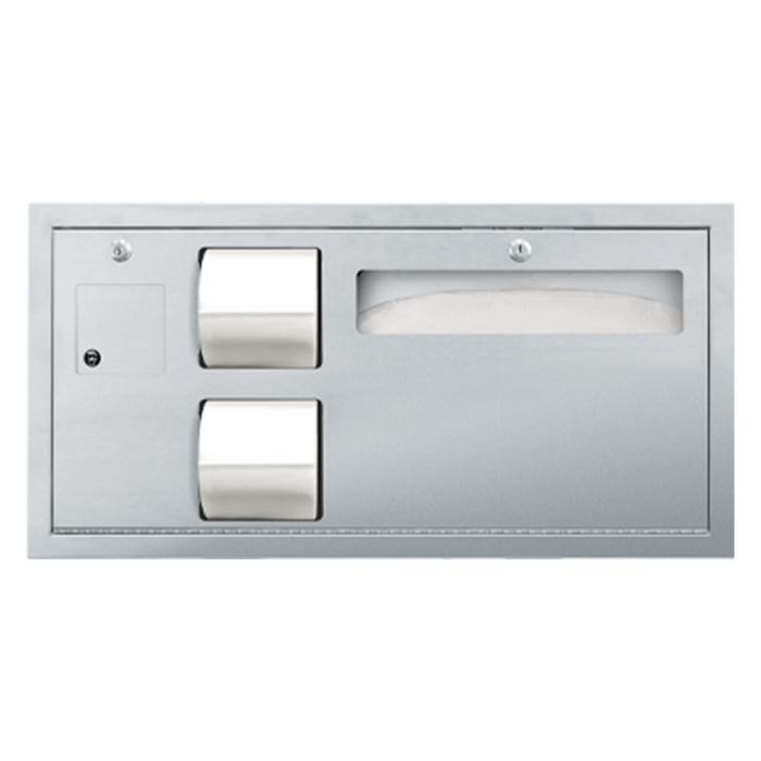 ASI 0487-L Toilet Seat Cover & Toilet Tissue Dispenser with Sanitary Napkin Disposal Recessed