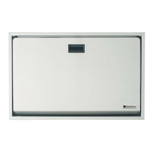 FOUNDATIONS 100SS-SM Surface-Mounted, Horizontal-Folding Full Stainless Steel Baby Changing Station