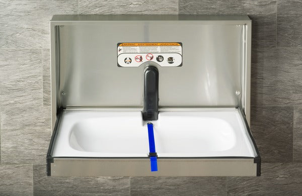 FOUNDATIONS 100SS-SM Surface-Mounted, Horizontal-Folding Full Stainless Steel Baby Changing Station