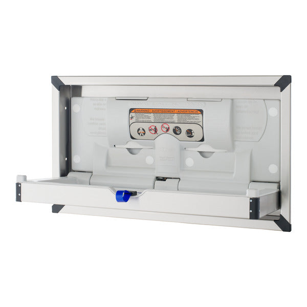 FOUNDATIONS 100SSC-R Recess-Mounted, Horizontal-Folding Stainless Steel Clad & Framed Baby Changing Station
