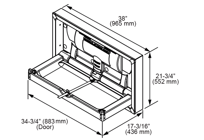 FOUNDATIONS 100SSC-SM Surface-Mounted, Horizontal-Folding Baby Changing Station
