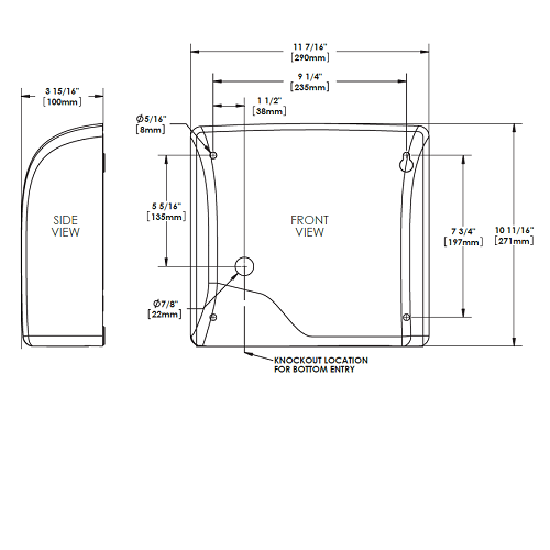 World Dryer L-973A Hand Dryer - Brushed Stainless Steel Surface Mounted Automatic SLIMdri