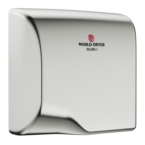 World Dryer L-973A Hand Dryer - Brushed Stainless Steel Surface Mounted Automatic SLIMdri