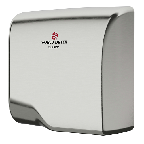 World Dryer L-973A Hand Dryer - Brushed Stainless Steel Surface Mounted Automatic SLIMdri