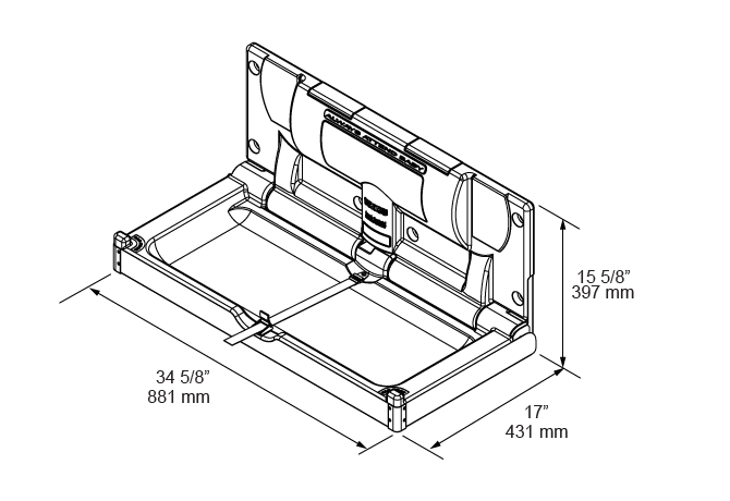 FOUNDATIONS Model 5410339 Surface-Mounted, Horizontal-Folding Baby Changing Station