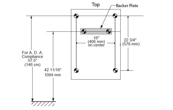 FOUNDATIONS 100-EV-BP Surface-Mounted, Vertical-Folding Baby Changing Station