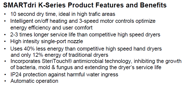 World Dryer K-973P2 Hand Dryer - Brushed Stainless Steel Surface Mounted Automatic SMARTdri Plus