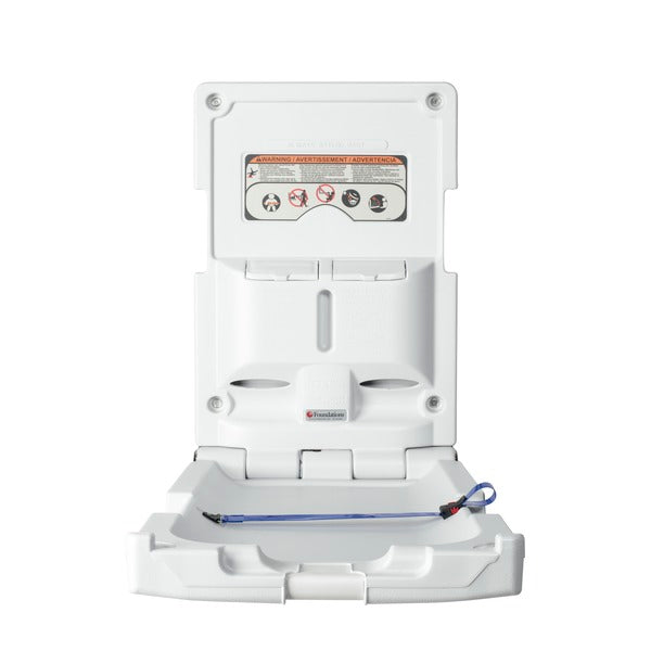 FOUNDATIONS 100-EV Surface-Mounted, Vertical-Folding Light Gray Baby Changing Station