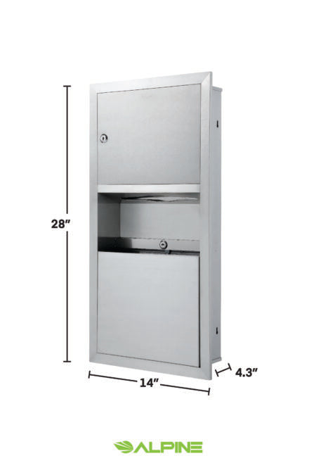 Alpine Industry ALP495 Surface Mounted Paper Towel Dispenser / Waste Receptacle
