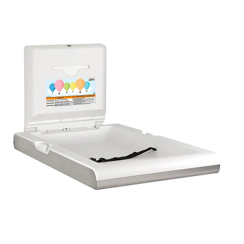 Saniflow CP0016VCS BabyMedi Baby Changing Station - Stainless Steel & White Vertical Surface-Mounted