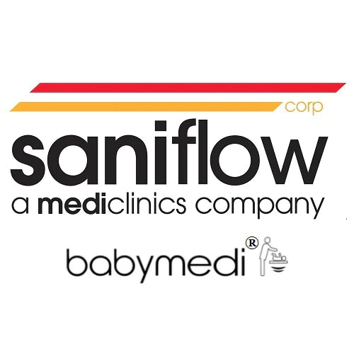 Saniflow CP0016VCS-I-ASTM BabyMedi Baby Changing Station - Stainless Steel & White Vertical Surface-Mounted with Disinfecting Ionizer