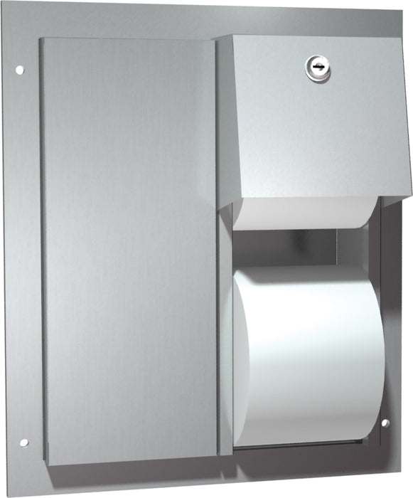 ASI 0032 Toilet Paper Dispenser, Twin Hide-A-Roll - Partition Mounted