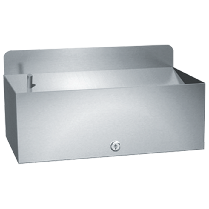 ASI 0044-A Surface Mounted Wall Urn, Small Capacity Ashtray, Stainless Steel With Satin Finish