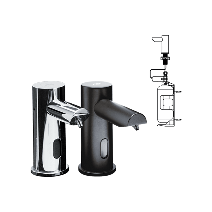 ASI 0391-1AC-41 EZ FILL - Stand Alone LIQUID Soap Dispenser (AC) Matte Black, 1L