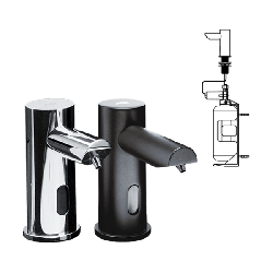 ASI 0391-1A-41 Ez-Fill Individual Automatic Soap Dispenser With 1 Liter Bottle, Battery Powered Black Matte Finish