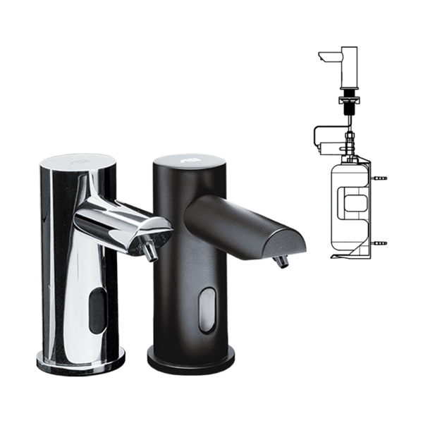 ASI 0391-6-1Ac-41 EZ FILL - Stand Alone LIQUID Soap Dispenser (AC) Matte Black, 1L(6 Pack +Remote Cntrl)