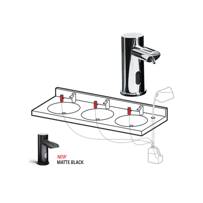 ASI 0393-6-1Ac Ez Fill - Top Fill, Multi-Feed Foam Soap Dispenser Head - Ac Plug In Version - 6 Pack Sku (Comes With Remote Control)