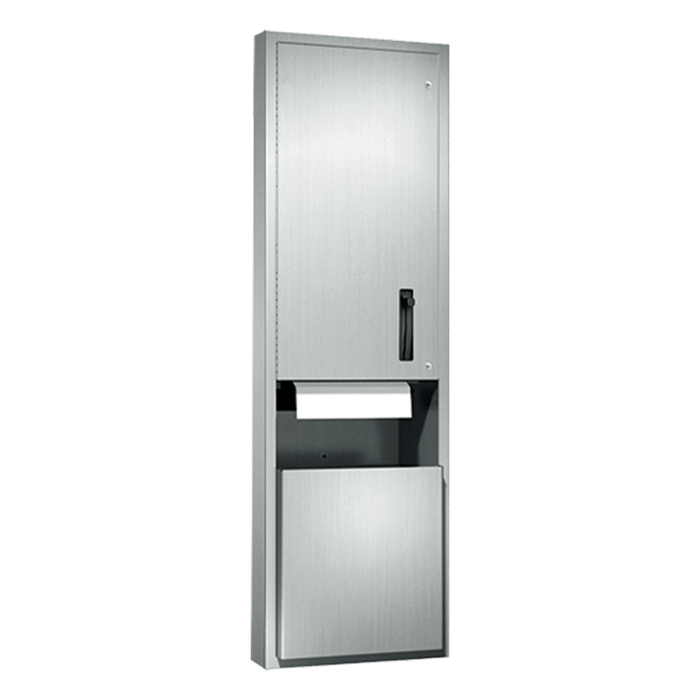 ASI 046921-6 Roll Paper Towel Dispenser & Waste Receptacle - Semi-Recessed
