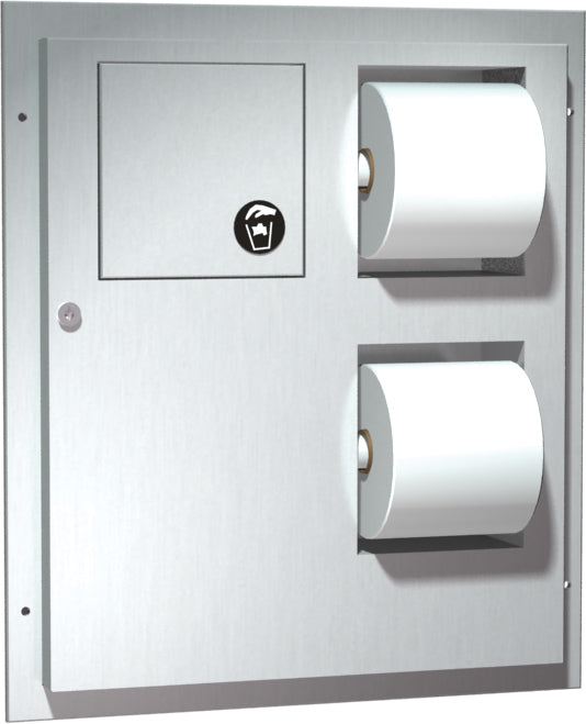 ASI 04813 Toilet Paper Dispenser /Napkin Disposal (Dual Access) Partition Mounted