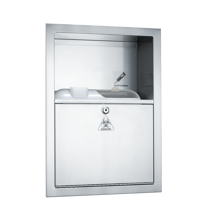ASI 0548 Stainless Steel Sharps Disposal Cabinet - Recessed (Container Not Included)
