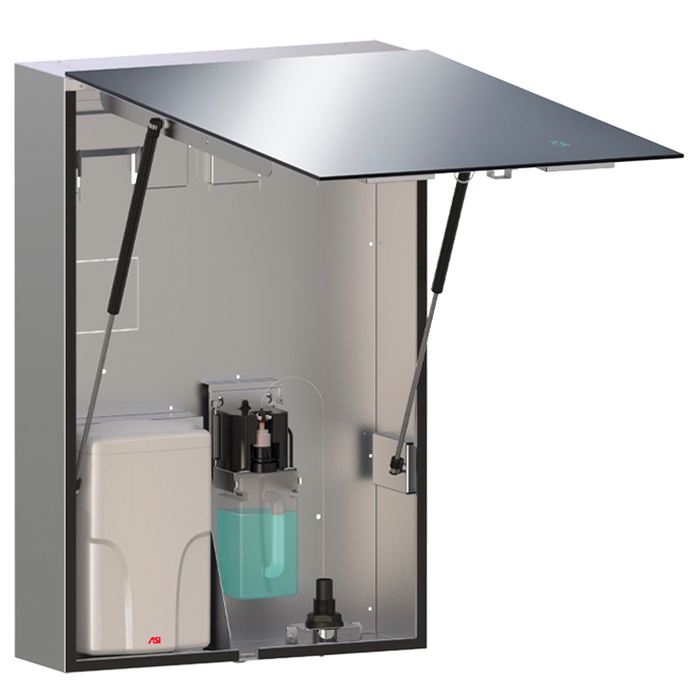 ASI 0661-1 Velare™ - Stainless Steel Mirror Cabinet - Frameless - Liquid Soap Dispenser + High Speed Hand Dryer (110-120V) - Surface Mounted