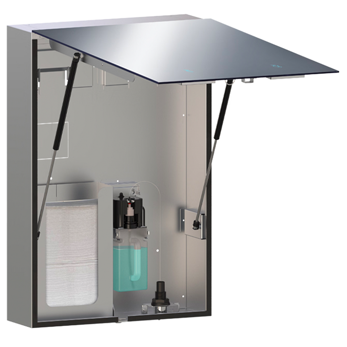 ASI 0661-T  Velare™ - Stainless Steel Mirror Cabinet - Frameless - Liquid Soap Dispenser + Paper Towel DispenserSurface Mounted