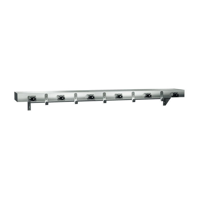 ASI 1315-6 Shelf With Utility Hooks And Mop Strip, Stainless Steel, 48"