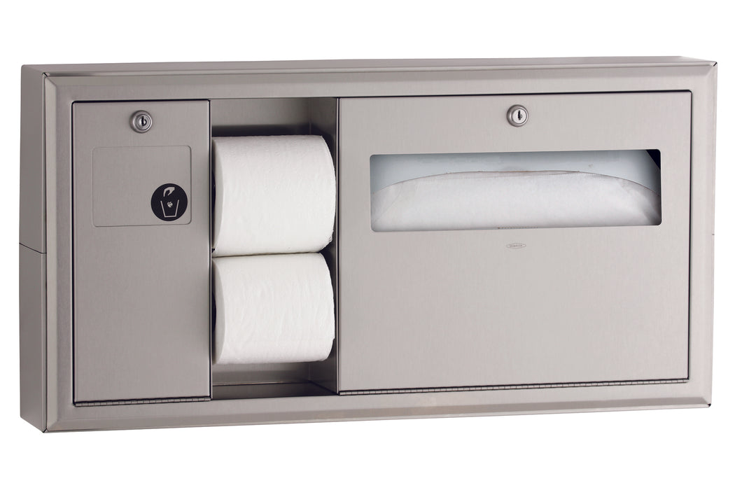Bobrick B-30919 Surface-Mounted Toilet Tissue, Seat-Cover Dispenser and Waste Disposal