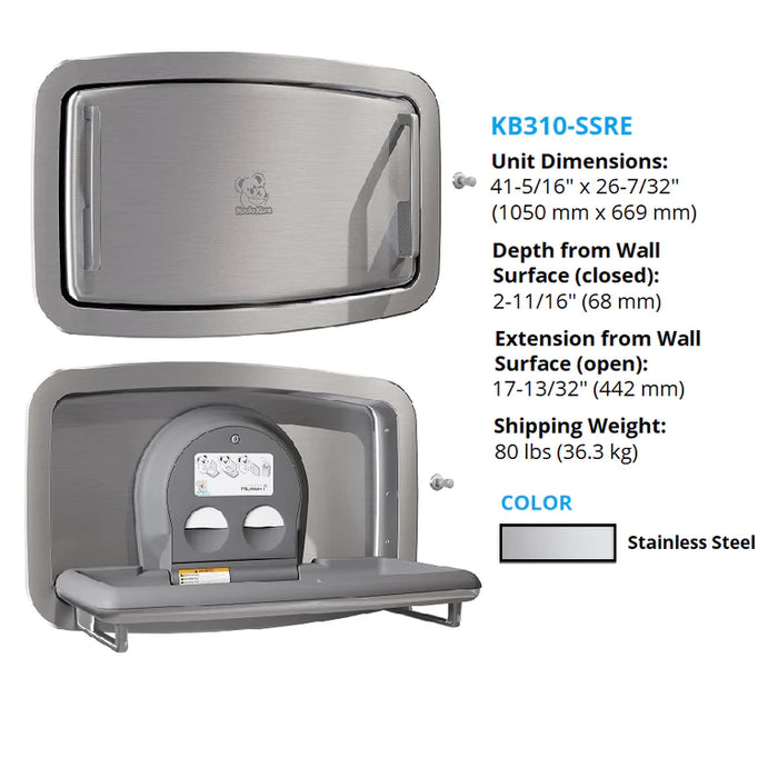 Keekaroo Peanut Changing Pad Koala KB310-SSWM Horizontal Stainless