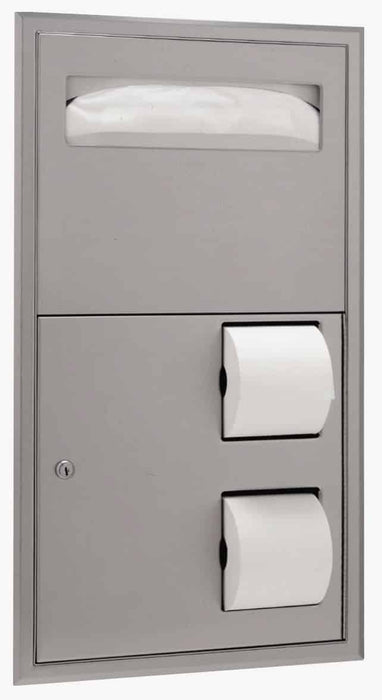 Bobrick B-3474 ClassicSeries  Recessed Mounted Seat Cover Dispenser & Toilet Tissue Dispenser