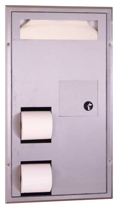 Bobrick B-3571 ClassicSeries   Partition-Mounted, Seat-Cover Dispenser, Sanitary Napkin Disposal and Toilet Tissue Dispenser