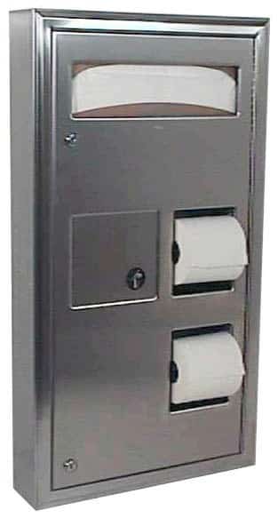Bobrick B-3579  Classicseries Surface Mounted Seat Cover Dispenser, Sanitary Napkin Disposal, & Toilet Tissue Dispenser