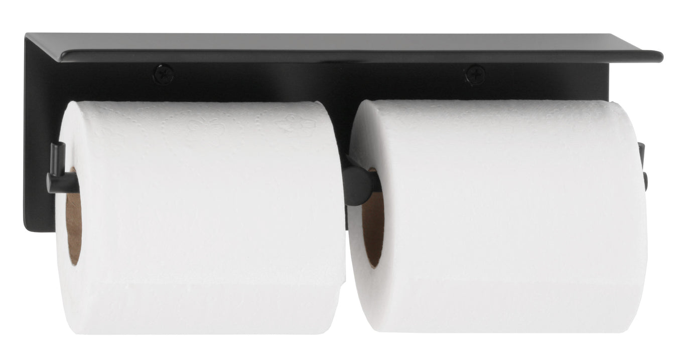 Bobrick B-540.MBLK Surface-Mounted Toilet Tissue Dispenser & Utility Shelf, Matte Black
