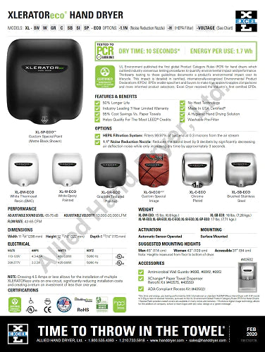 Excel XLERATOR XL-SPH-ECO Hand Dryer