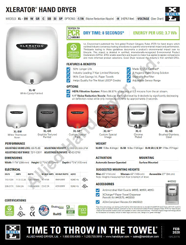 Excel XLERATOR® XL-WH Hand Dryer
